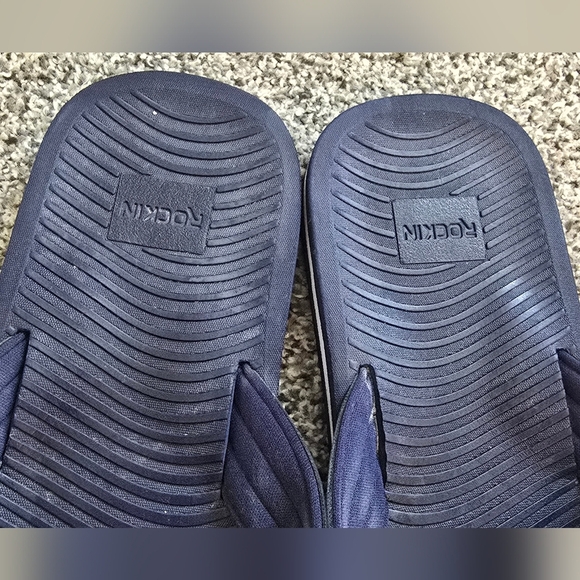 Rockin Footwear Men's Comfort Flip Flops Shoreline Series Navy SIZE 11 - Picture 5 of 7